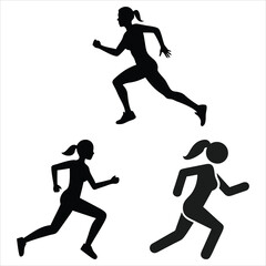 Woman Running silhouette, simple, minimalist, vector