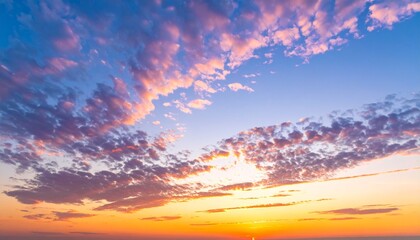 Fototapeta premium Breathtaking Sunset Sky with Vibrant Clouds and Warm Colors Reflecting on the Horizon : Generative AI