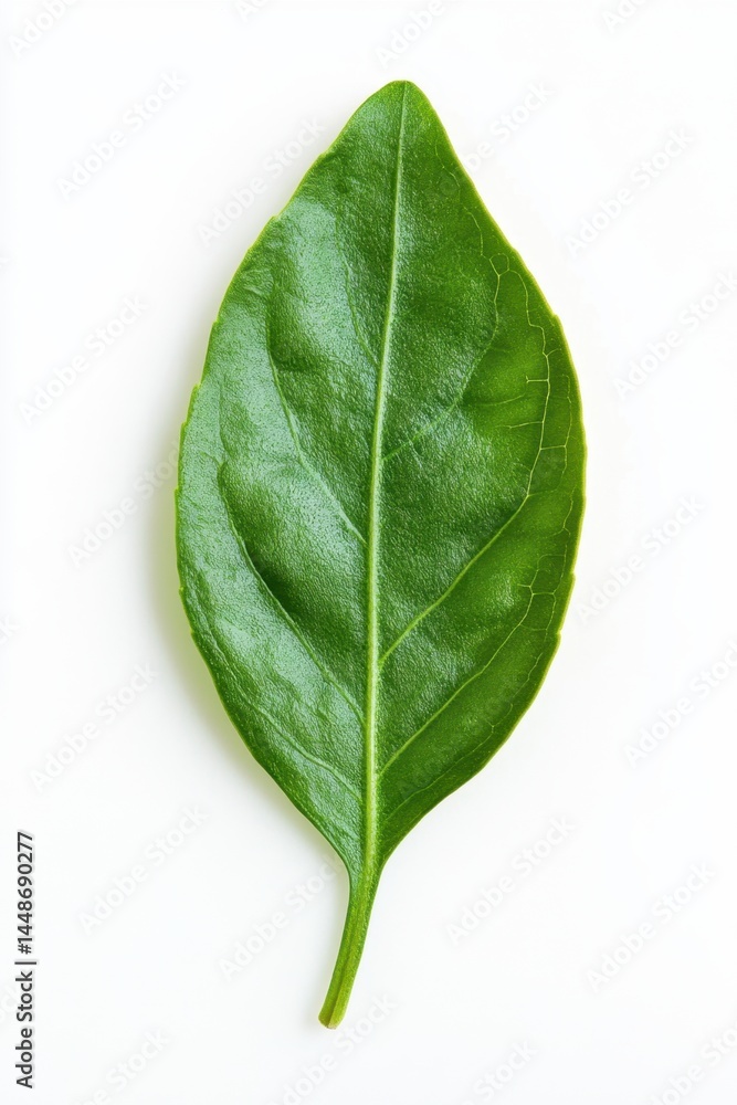 Poster emerald green leaf isolated on white background capturing the freshness of nature in macro detail wi