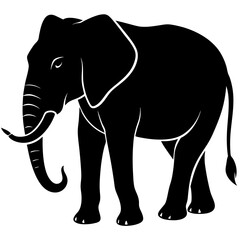 Fototapeta premium elephant silhouette vector illustration on white background