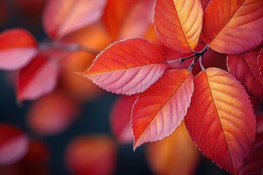 Vibrant red leaves showcasing autumn beauty in a serene natural setting