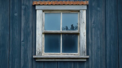 Fototapeta premium Rustic Weathered Window on Dark Wood Wall Farmhouse Exterior
