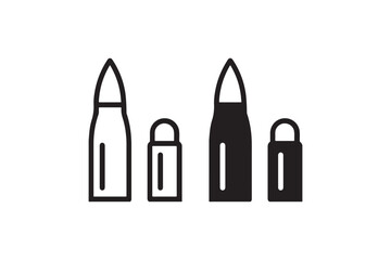 Bullet and ammunition icons in outline and solid style Vector