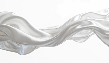 Obraz premium Silk glossy white cloth fluttering in the wind and white background. Material for composition.