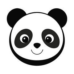 Fototapeta premium panda bear cute, black and white panda, panda cartoon illustration, minimal panda face, simple panda head, panda icon design, panda emoji style, 