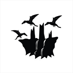 Ancient Flying Reptiles Pterosaurs Silhouette Clipart Vector © abdurrashid