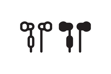Wired earphones icon in outline and solid style Vector