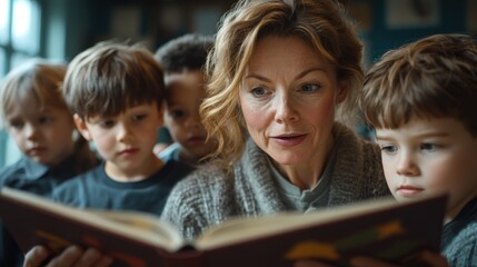 Teacher reading to children