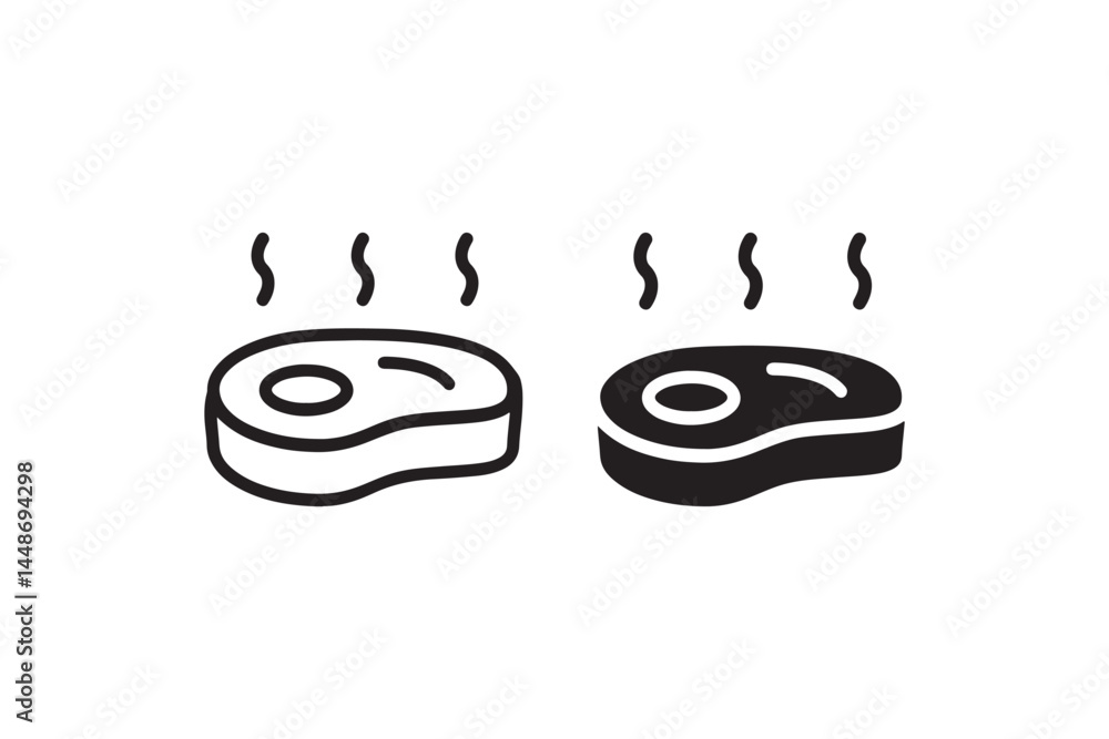 Poster steak meat icon in outline and solid style vector