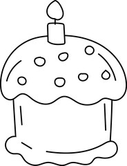 Hand-Drawn Birthday Cake Illustration Set with Candles and Decorations