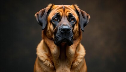 Obraz premium Imposing mastiff, noble expression, clean backdrop, domestic dog, isolated, dog photography