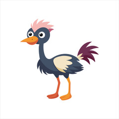 Obraz premium Ostrich Logo Icon Cartoon Bird Vector Illustration