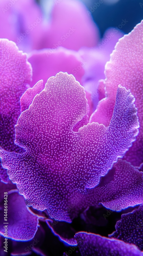 Poster captivating close up of vibrant purple coral displaying intricate texture and delicate details in a 