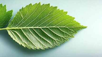 Obraz premium Vibrant green leaf closeup nature photography stock photo