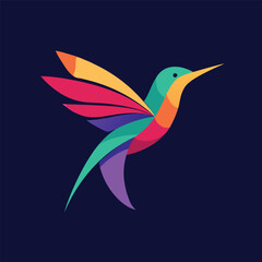 colorful hummingbird, vibrant hummingbird illustration, abstract hummingbird, modern hummingbird art, hummingbird with geometric wings, hummingbird made of shapes, minimalist hummingbird design, 