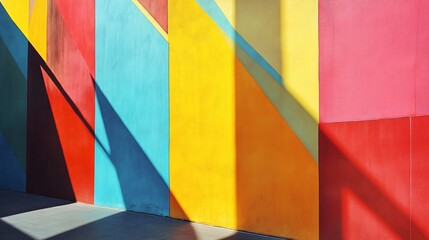 Obraz premium Vibrant Colorful Geometric Wall Design with Sharp Shadows