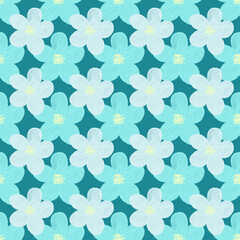 floral seamless pattern with blue pastel flowers.