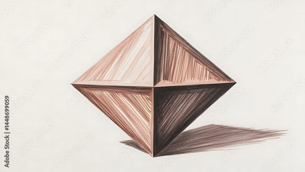 Aufkleber hand-painted geometric abstraction with an ocher color scheme. the square object is made up of trian