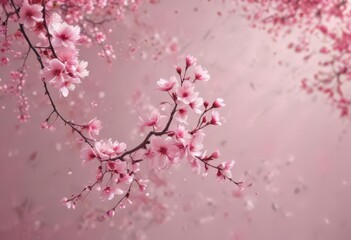 Abstract pink sakura petals, swirling softly on a dreamy background ,  abstract,  ethereal