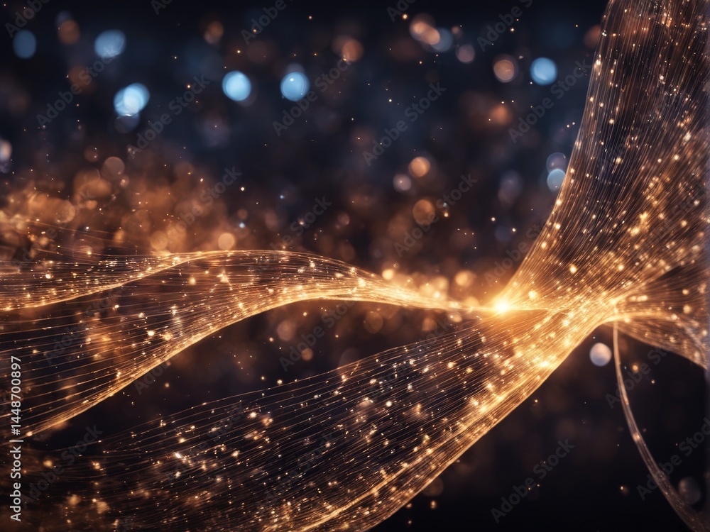 Poster abstract background with glowing particles and dots