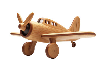 Isolated Light Wood Toy Airplane