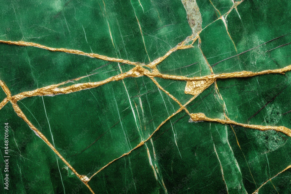 Aufkleber emerald green marble texture with golden veins elegant surface backdrop for luxury design element an