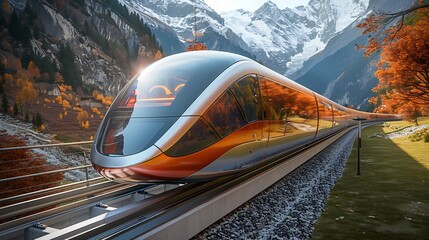 Levitating train using superconducting magnetic repulsion to hover above its track