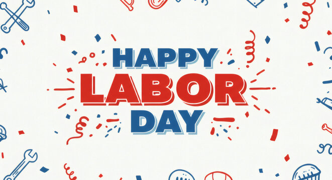 Happy Labor Day Celebration with Festive Elements  