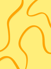 Minimalist yellow background with flowing orange curved lines.