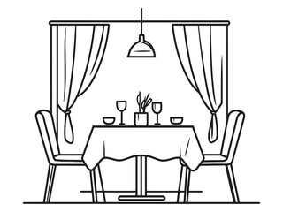 Elegant Restaurant Icon Set in Minimalist Line Drawing Style