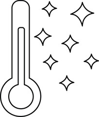 Temperature, Clean, Fresh thermometer with sparkles representing purified air freshness climate wellness environmental comfort illustration line art clipart minimal clean atmosphere symbol