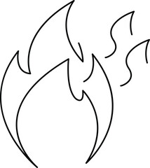 Fire, Flame, Heat burning flame symbol intense heat energy combustion hazard warning illustration line art clipart printable design minimal clean graphic icon for safety awareness