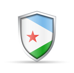 Djibouti Flag Glossy Shield Icon