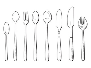 Elegant Silver Spoon with Simple Line Art Design