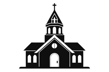 Church vector silhouette white background 