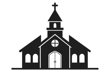 Church vector silhouette white background 