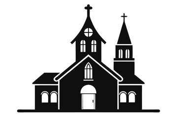 Church vector silhouette white background 