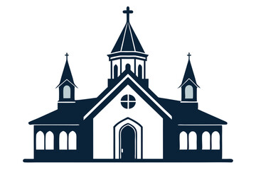 Church vector silhouette white background 