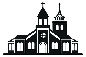 Church vector silhouette white background 