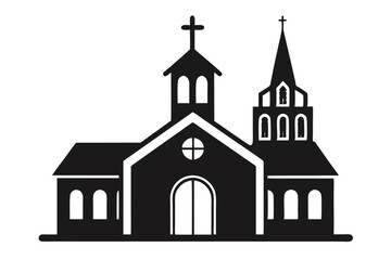 Church vector silhouette white background 