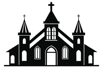 Church vector silhouette white background 