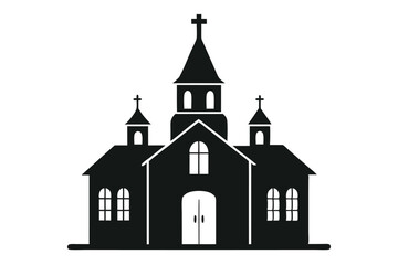 Church vector silhouette white background 