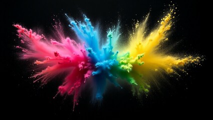 Explosion of colored powder on black background
