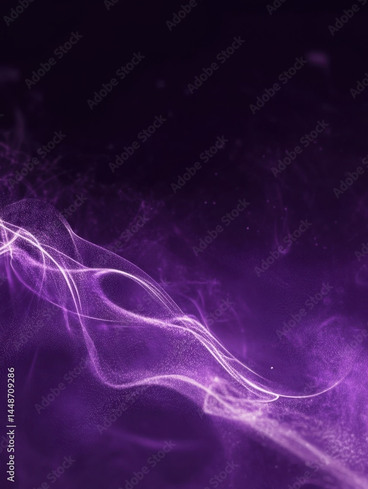 Poster abstract purple energy wave flowing through a dark space creating a dynamic and ethereal visual effe
