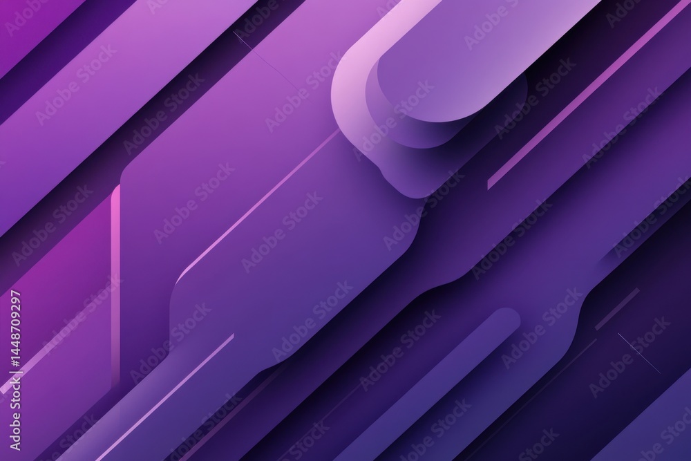Poster abstract purple gradient background with diagonal lines and rounded shapes creating a modern and dyn