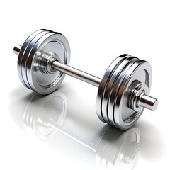 Naklejka premium a shiny silver barbell centered on white hyper 