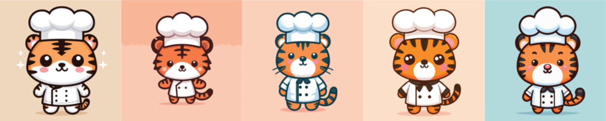 cute tiger vector cosplay chef