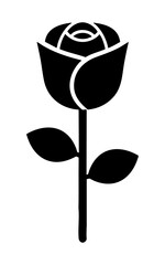 Ikona róży czarno-biała