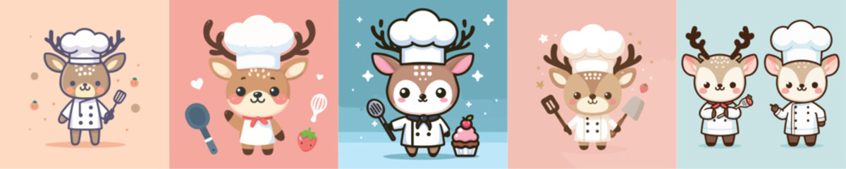 cute deer vector cosplay chef