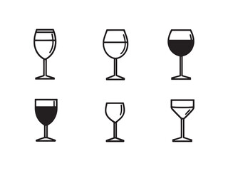 Elegant vintage wine glass sketch hand drawn style